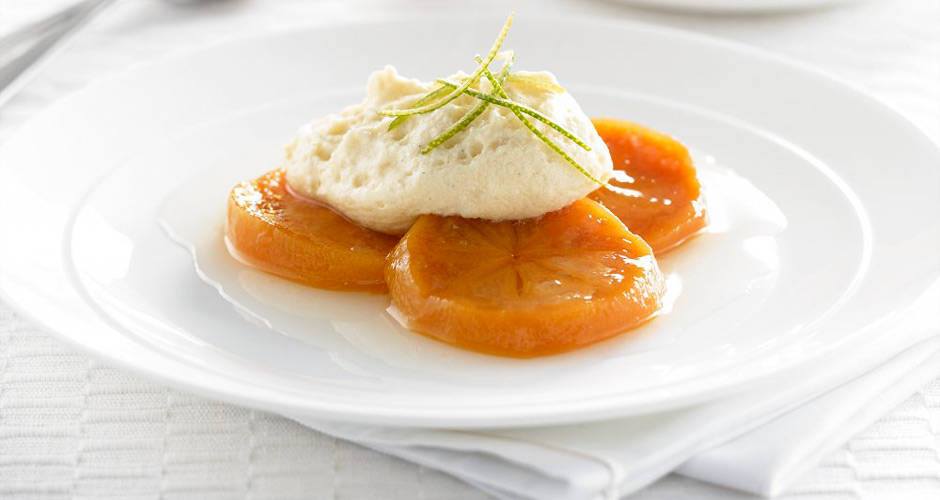 Lime-Poached-Persimmons-with-White-Chocolate-Mousse