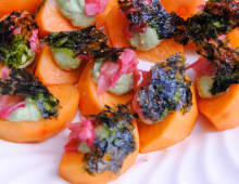 Sweet Persimmons with Avocado, Pickled Ginger & Korean Seaweed