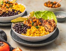 Chicken Burrito Bowls with Persimmon Salsa