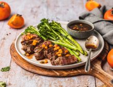 Porterhouse Steaks with Persimmon & Ginger Dressing