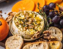 Persimmon & Thyme Baked Brie Crostinis